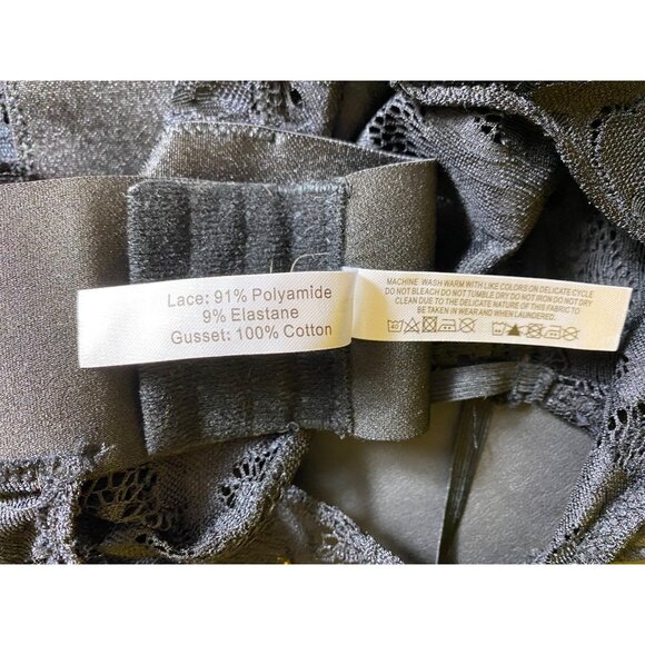 Black Lace XL Long Sleeve Stretch Bodysuit Gold Accents Goth Sexy Vamp Victorian - Picture 3 of 5